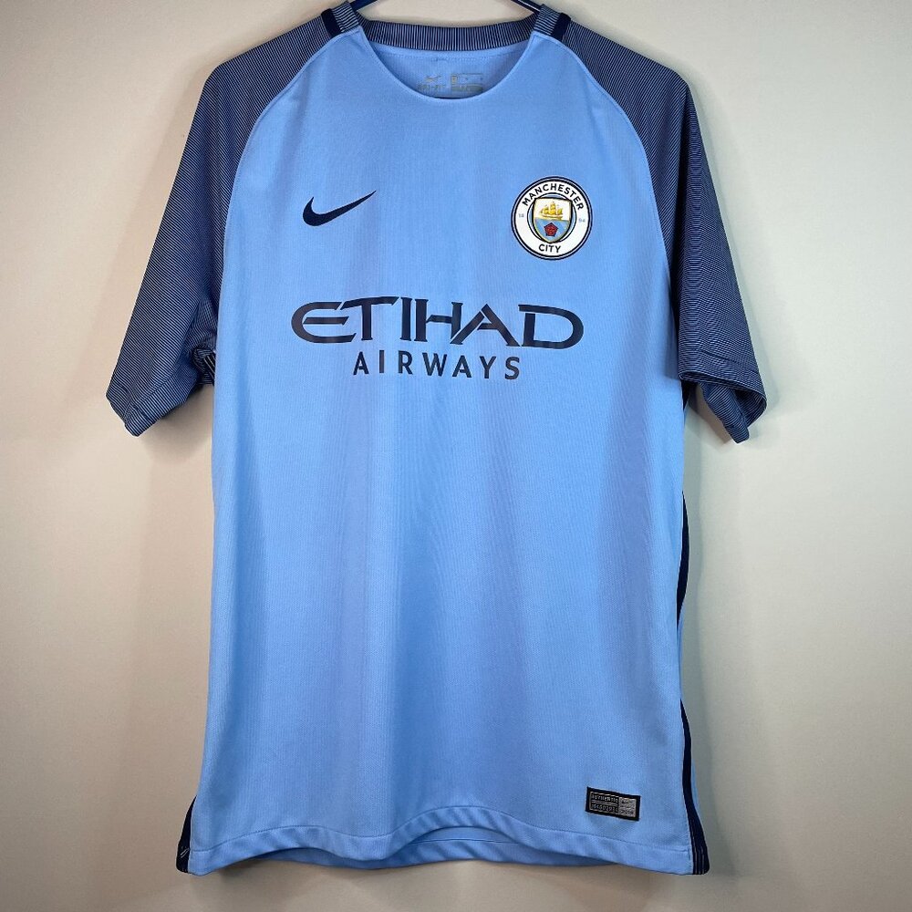 Manchester City Nike Home Jersey – Etihad Airways – Size Large